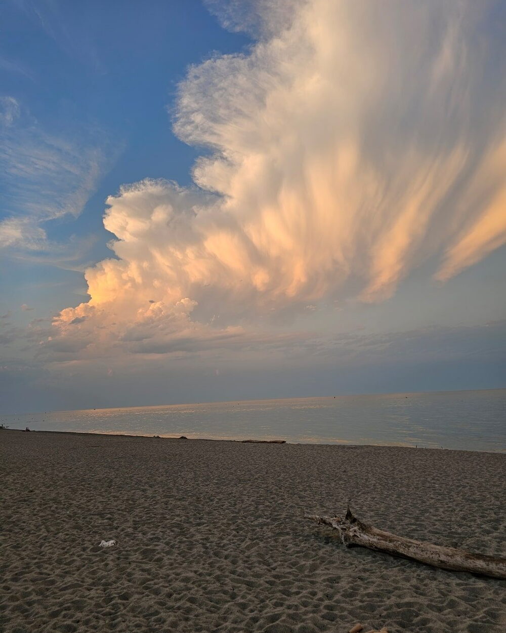 Nuage d’orage doré par le couchant au-dessus de la plage de Saint-Cyprien